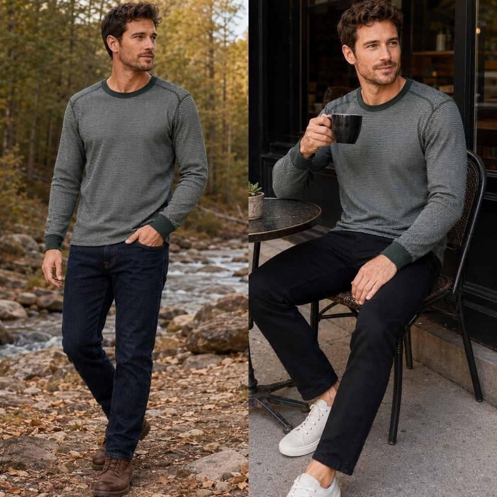 Old Navy Men's M Soft-Washed Waffle Knit Lightweight Shirt Green   Fall Everyday